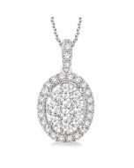Juniper Nerissa Oval Shape Halo Shine Bright Essential Diamond Pendant