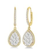 VioNoRa 14K White Gold Diamond Halo Earrings