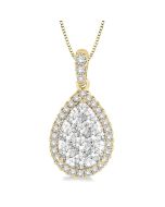 Lustre Juno Pear Shape Halo Shine Bright Essential Diamond Pendant