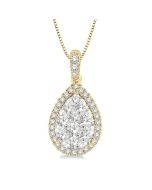 Umbria Quill Pear Shape Halo Shine Bright Essential Diamond Pendant