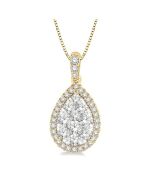 Pear Shape Halo Lovebright Essential Diamond Pendant 0.33CTW in 14K Yellow & White Gold