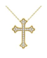 Velour Thistle Cross Petite Diamond Fashion Pendant