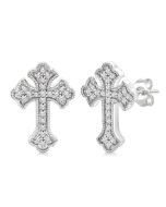 OnRaZen 14K White Gold Diamond Fashion Earrings