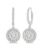 DorZenTh DorVelLux 14K White Gold Diamond Halo Earrings