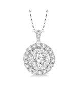 Evadne Prairie Round Shape Halo Shine Bright Essential Diamond Pendant