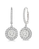 AeLin 14K White Gold Diamond Halo Earrings