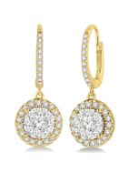 Shine Bright IonLux IsSol 14K White Gold Diamond Halo Earrings