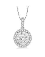 Maia Thistle Round Shape Halo Shine Bright Essential Diamond Pendant
