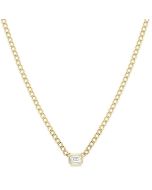 Rhea Delphine Emerald Shape Curb & Cuban Diamond Fashion Necklace