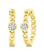 Round Shape Curb & Cuban Diamond Fashion Hoop Earrings
