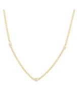 Emerald Shape Bezel Curb & Cuban Station Diamond Necklace