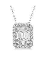 Ember Quorra Emerald Shape Halo Fusion Diamond Pendant