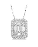 Nyx Chantilly Emerald Shape Halo Fusion Diamond Pendant