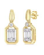 Emerald Shape Fusion Diamond Earrings