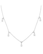 Pear Shape Diamond Dangle Station Necklace
