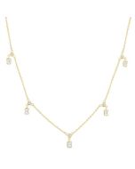 Emerald Shape Diamond Dangle Station Necklace