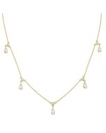 Pear Shape Diamond Dangle Station Necklace