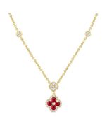 Freya Clover Gemstone & Diamond Station Necklace