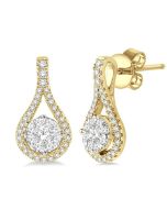 LinVioDor 14K White Gold Diamond Pave Earrings