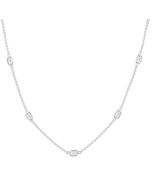 Aquila Emerald Shape Diamond Station Necklace