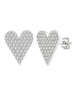 Pave-Set Heart Shape Diamond Fashion Earrings