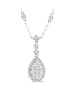 Pear Shape Halo Shine Bright Diamond Necklace
