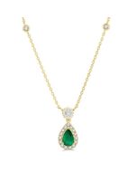 Nova Pear Shape Gemstone & Halo Shine Bright Diamond Necklace