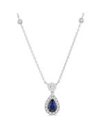 Nova Pear Shape Gemstone & Halo Shine Bright Diamond Necklace