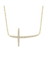 Poppy Horizon Sideway Cross Diamond Fashion Necklace