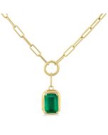 Ember Emerald Shape Paperclip Gemstone Pendant