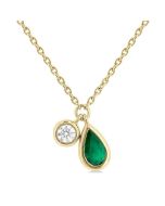 Celestia Pear Shape Bezel Set Gemstone & Diamond Pendant