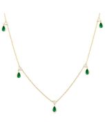 Zephyr Pear Shape Gemstone & Diamond Station Necklace