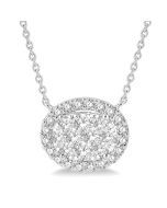 Sonata Riviera Oval Shape East-West Halo Shine Bright Essential Diamond Pendant