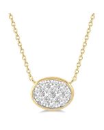Clover Waverly Oval Shape East-West Bezel Set Shine Bright Essential Diamond Pendant