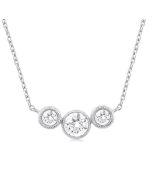 Beryl Regalia 3 Stone Bezel Set Diamond Necklace
