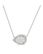 Umber Poise Pear Shape East-West Halo Shine Bright Essential Diamond Pendant
