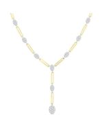 Oval Shape Paperclip Shine Bright Diamond Fashion Necklace