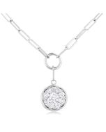 Round Shape Shine Bright Bezel Paperclip Necklace