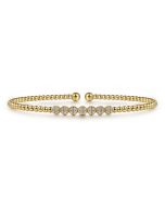 14K Yellow Gold Bujukan Bead and Cluster Diamond Bangle