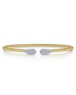 14K Yellow Gold Bujukan Diamond Teardrops Bangle