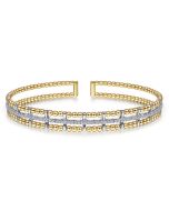 14K Yellow and White Gold Bujukan Diamond Cuff Bangle