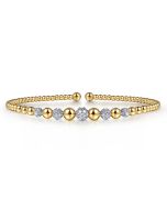 14K Yellow-White Gold Bujukan Diamond Stations Bangle