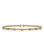 14K White-Yellow Gold Bujukan Diamond Stations Bangle