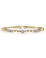 14K White-Yellow Gold Bujukan Diamond Marquise Stations Bangle