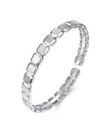 Sterling Silver Open Cuff Hexagon Bangle