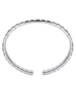 Sterling Silver Open Cuff Angular Cuts Square Bangle