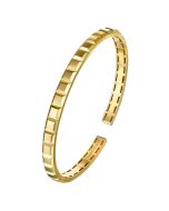 14K Yellow Gold Open Cuff Angular Cuts Square Bangle