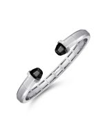 925 Sterling Silver Open Cuff Bracelet with Black Onyx Stones