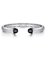 925 Sterling Silver Open Cuff Bracelet with Black Onyx