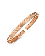 14K Rose Gold Open Herringbone Cuff Bangle